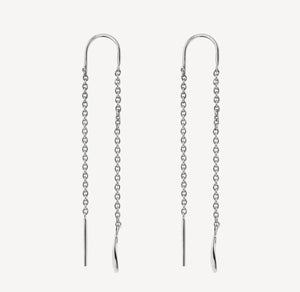 Sterling Silver Circle Thread Drop Earrings