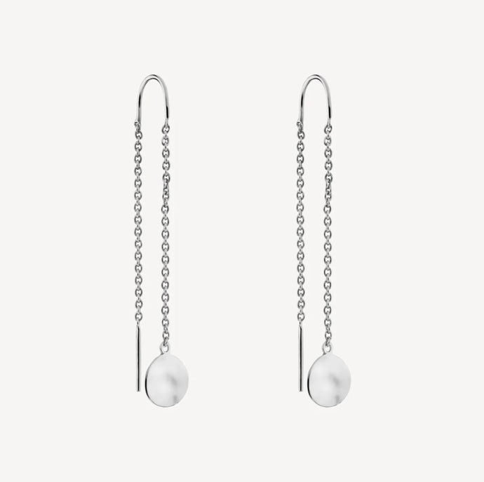 Sterling Silver Circle Thread Drop Earrings
