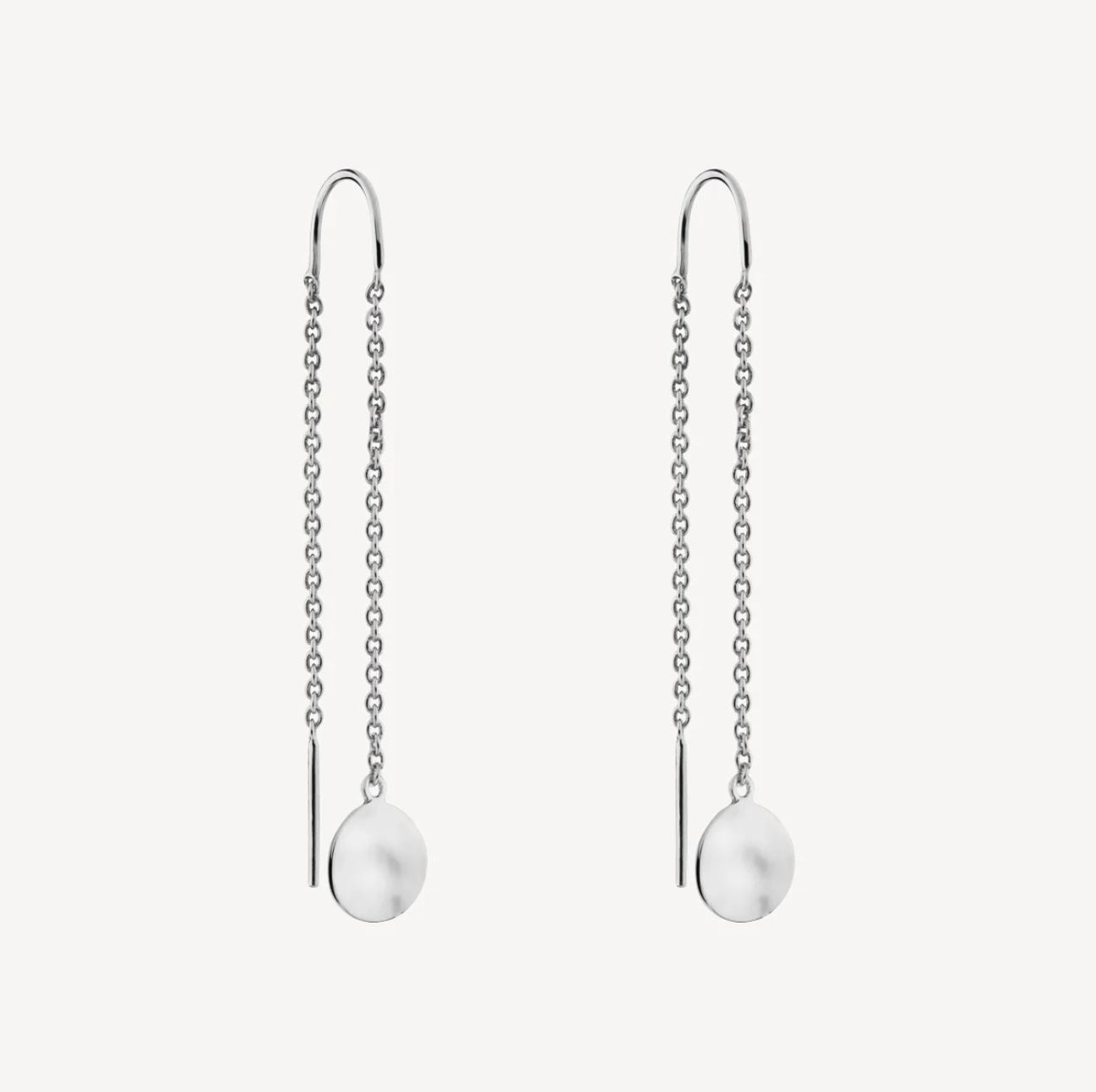 Sterling Silver Circle Thread Drop Earrings