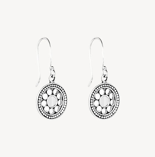 Sterling Silver Beaded Disc Hook Earrings