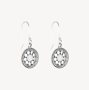 Sterling Silver Beaded Disc Hook Earrings