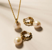 Load image into Gallery viewer, 14ct Gold Plated Freshwater Rice Pearl Huggie Earrings