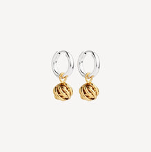 Load image into Gallery viewer, Sterling Silver &amp; 14ct Gold Textured Bead Huggie Earrings