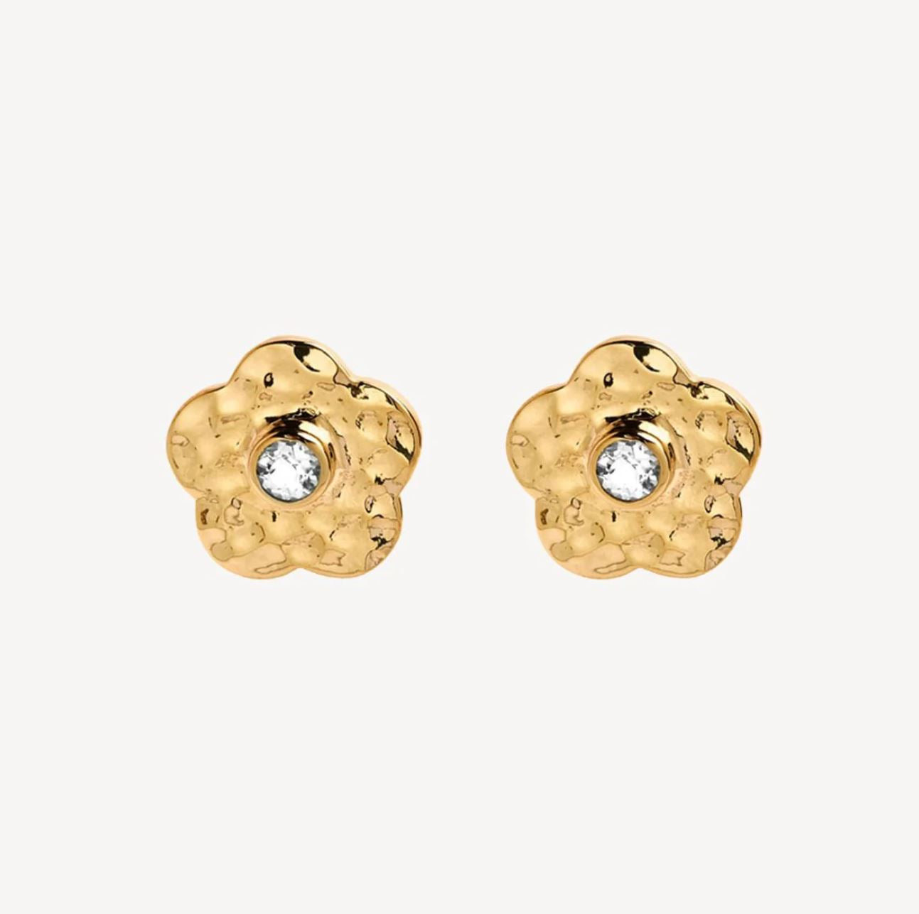 14ct Yellow Gold Plated Sterling Silver Flower Stud Earrings