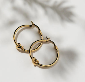 14ct Gold Plated Knot Hoop Earrings