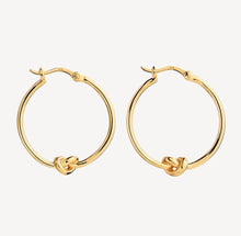 Load image into Gallery viewer, 14ct Gold Plated Knot Hoop Earrings