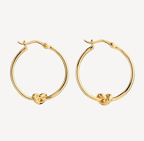 14ct Gold Plated Knot Hoop Earrings