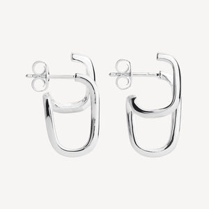 Sterling Silver 925 Double Hoop Illusion Stud Earrings