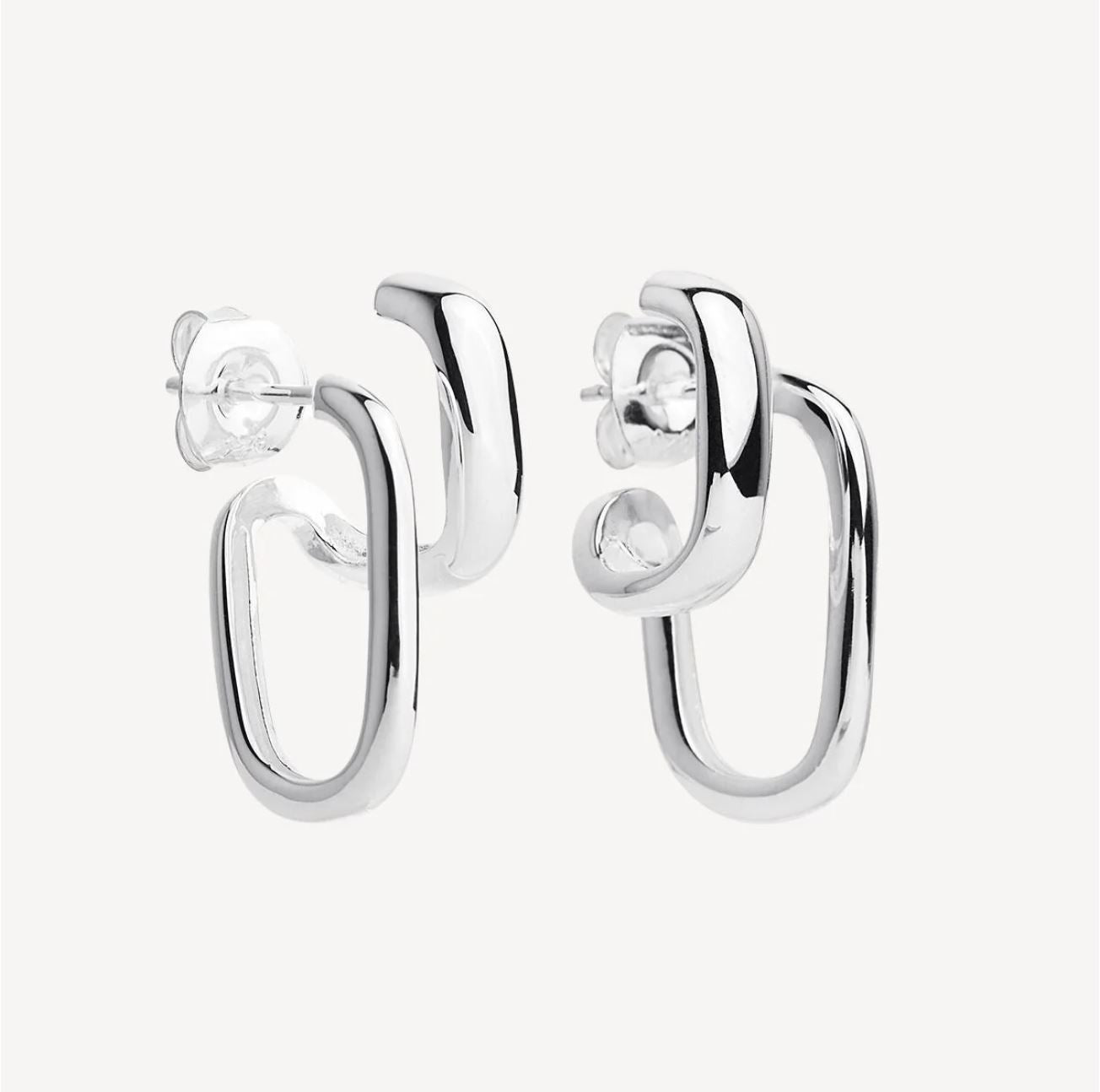 Sterling Silver 925 Double Hoop Illusion Stud Earrings