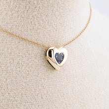 Load image into Gallery viewer, 14ct Gold Blue Spinel Heart Slider Pendant,  Delross Design Jeweller, Brisbane Jeweller, Chermside Jeweller, Custom Jewellery