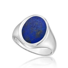 Load image into Gallery viewer, Silver Lapis Signet Ring