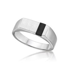 Load image into Gallery viewer, Silver Rectangular Onyx Signet Ring