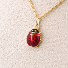 Load image into Gallery viewer, 14ct Gold Red Enamel Lady Bug Pendant, Delross Design Jeweller, Brisbane Jeweller, Chermside Jeweller, Custom Jewellery