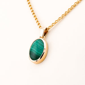 Delross Design Jeweller, Brisbane Jeweller, Chermside Jeweller, Custom Jewellery, 9ct Gold Malachite Pendant