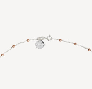 Sterling Silver & 14ct Rose Gold Plated Beaded Chain Necklace