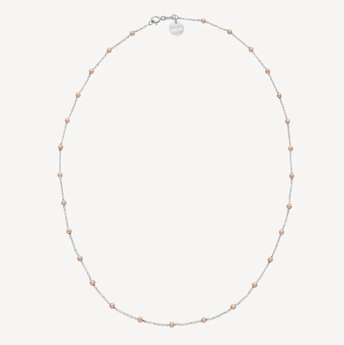 Sterling Silver & 14ct Rose Gold Plated Beaded Chain Necklace