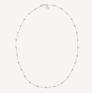 Sterling Silver & 14ct Rose Gold Plated Beaded Chain Necklace