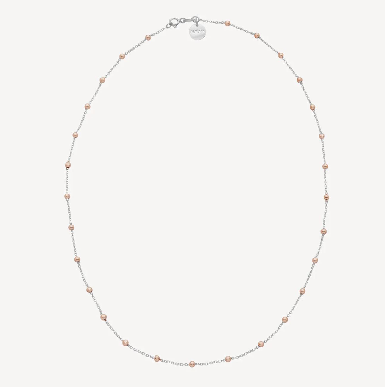 Sterling Silver & 14ct Rose Gold Plated Beaded Chain Necklace