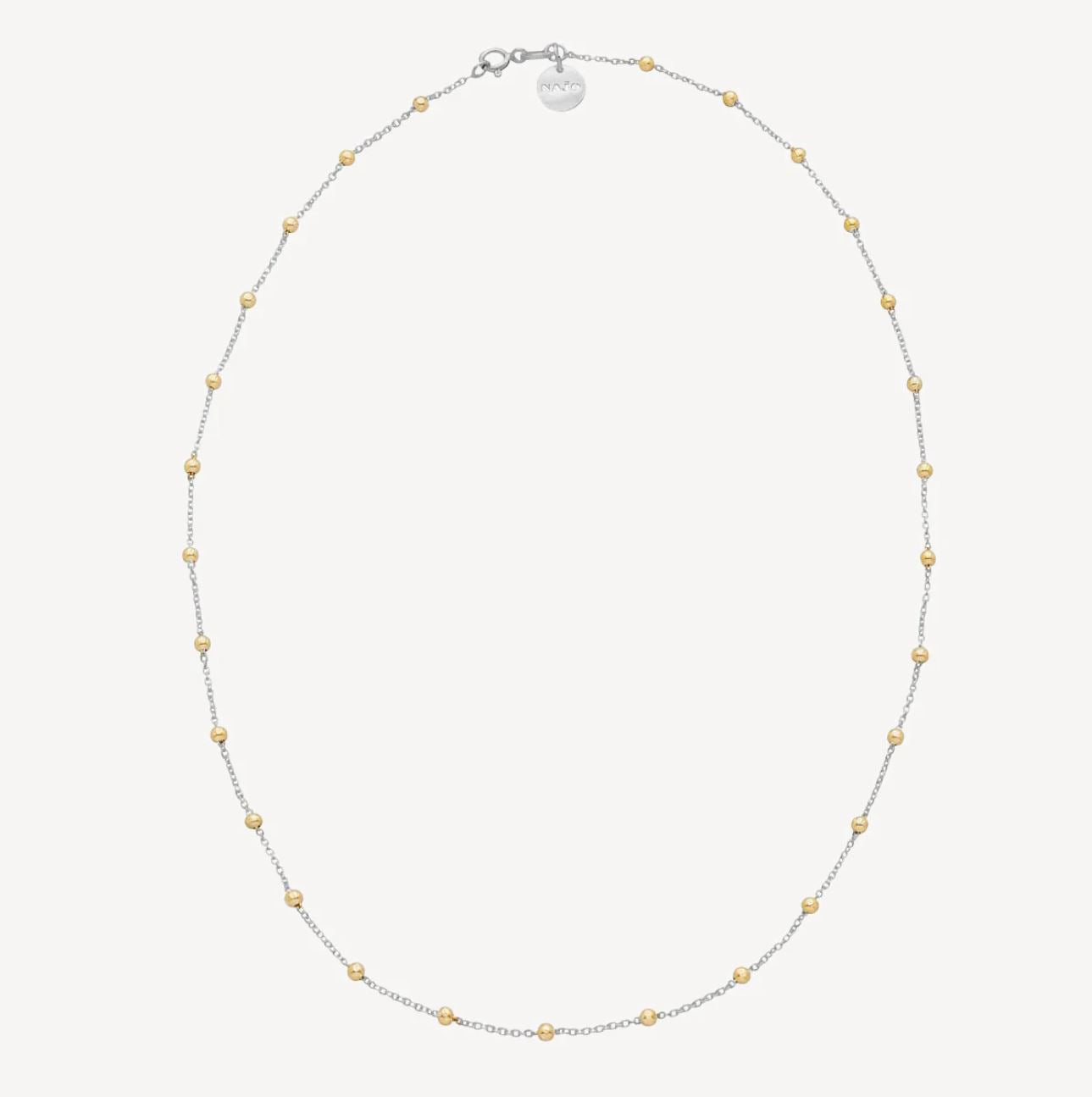 Sterling Silver & 14ct Gold Plated Beaded Chain Necklace