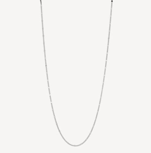 Sterling Silver Curb & Mirror Link Chain Necklace