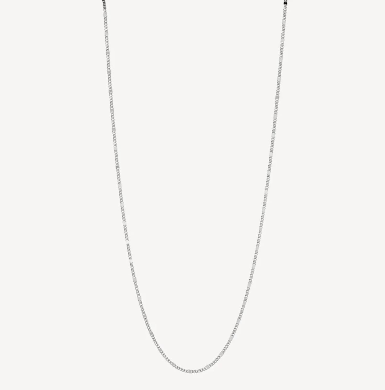 Sterling Silver Curb & Mirror Link Chain Necklace