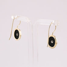 Load image into Gallery viewer, 9ct Gold Onyx &amp; Diamond Hook Earrings, Delross Design Jeweller, Brisbane Jeweller, Chermside Jeweller, Custom Jewellery