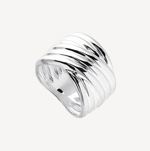 Sterling Silver Crossover Pattern Band Ring